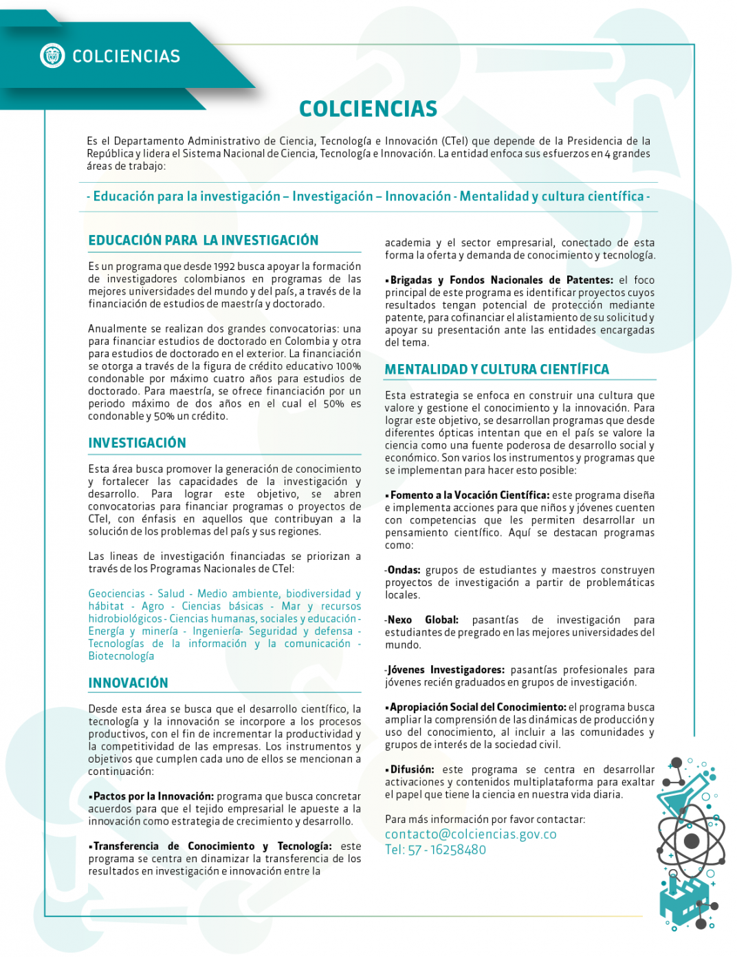 Reseña general de Colciencias