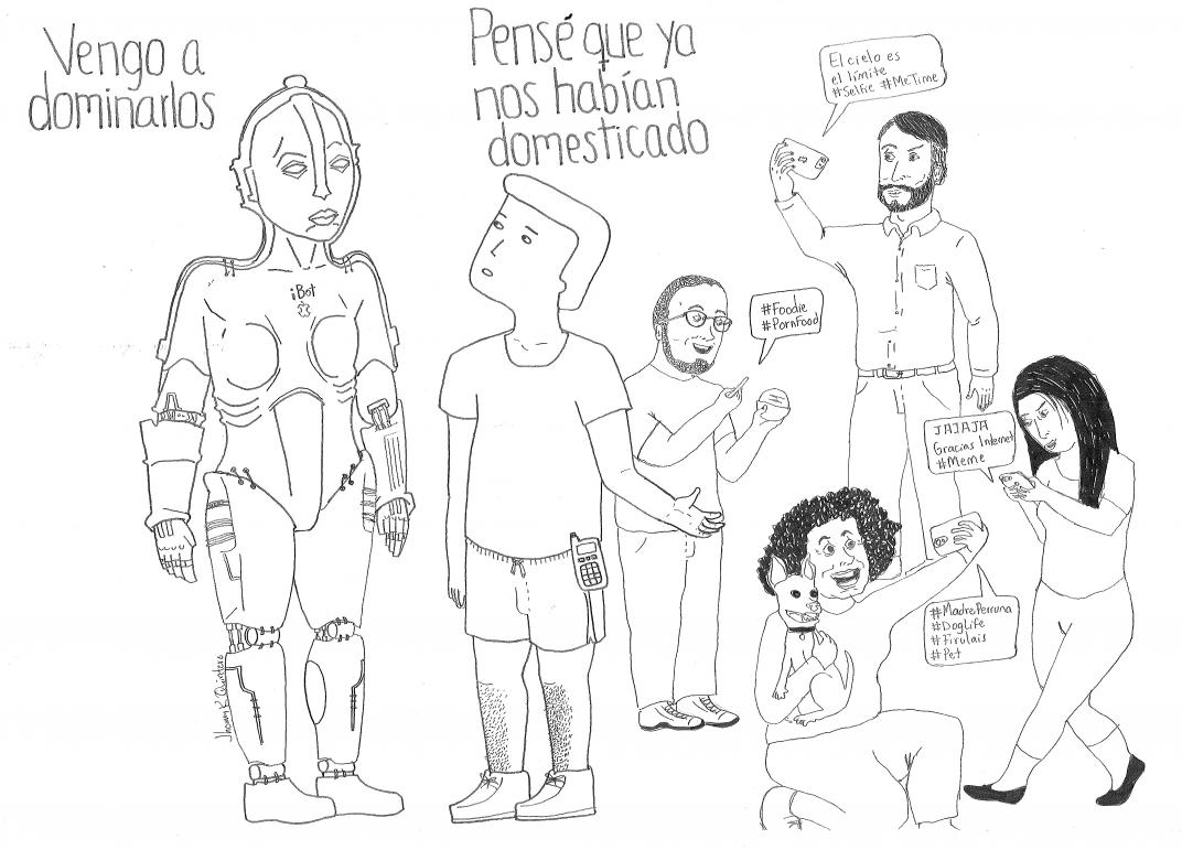 Tips prácticos para cuando las máquinas quieran destruirnos, columna de Andrés Carvajal ilustrada por Jhonny Rodríguez Quintero