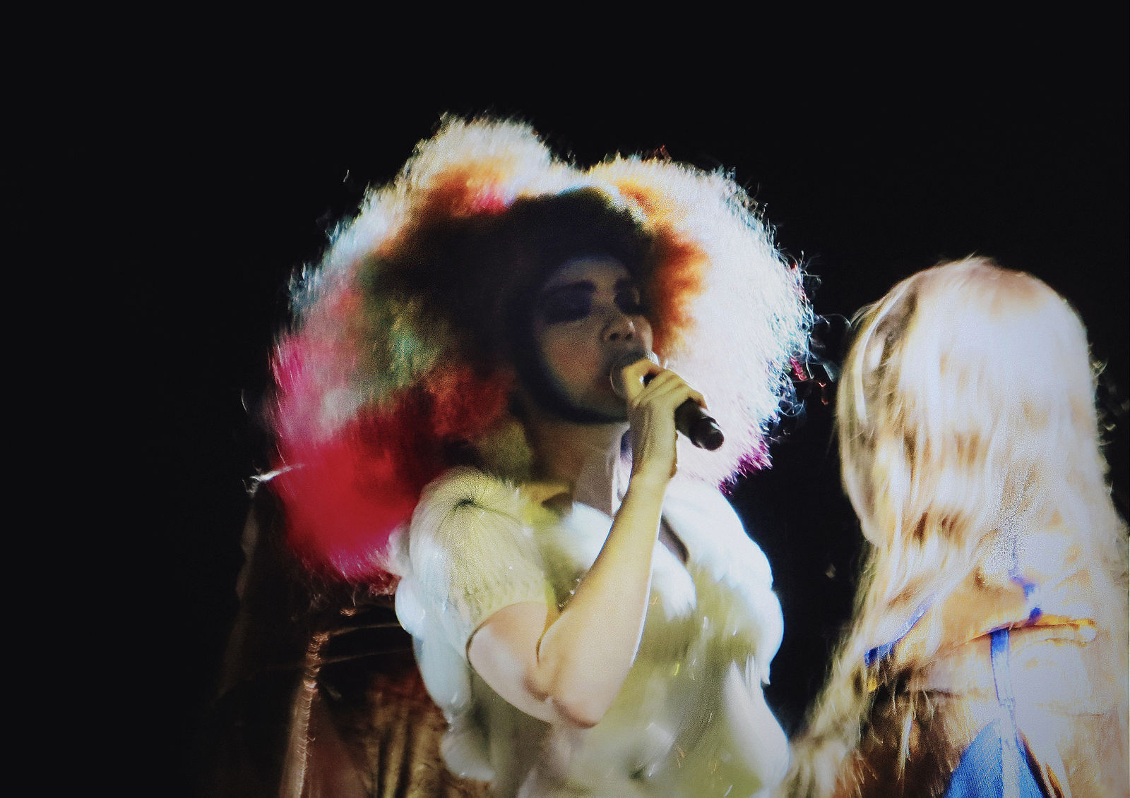 The Icelandic singer-songwriter Björk performs live during the second night of the Biophilia Tour at the Cirque en Chantier in Paris, on 27 February 2013. Wikimedia Commons.